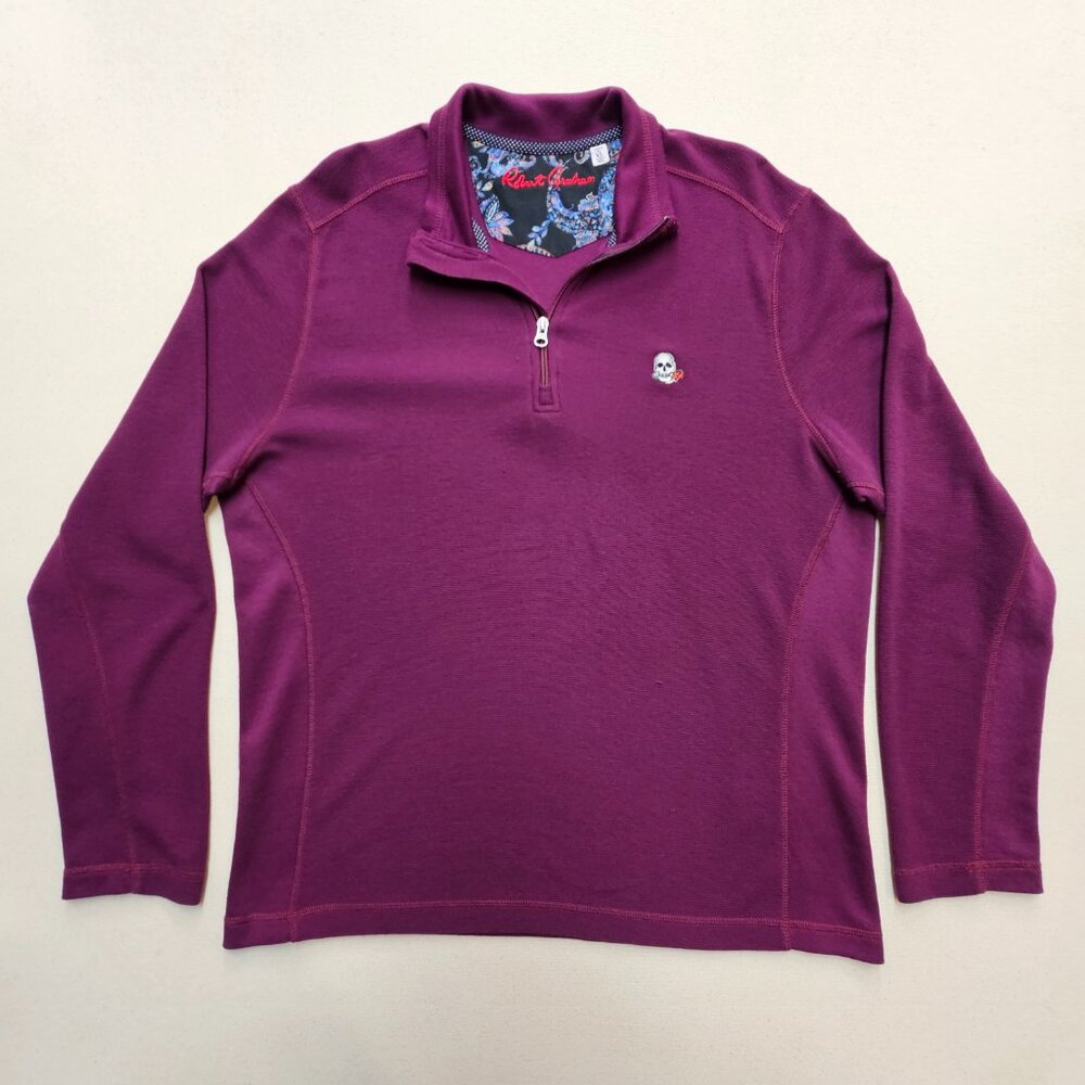 Robert Graham Polaris Embroidered Skull Quarter Zip Classic Fit XL - Picture 2 of 8